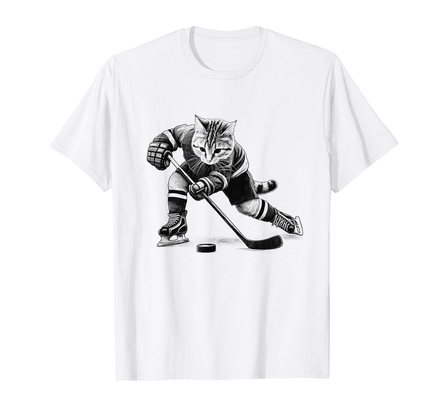Cat Playing Hockey Kitten Lover T-Shirt - Fun Novelty Design Men Women - T-Shirt, Sweatshirt, Hoodie