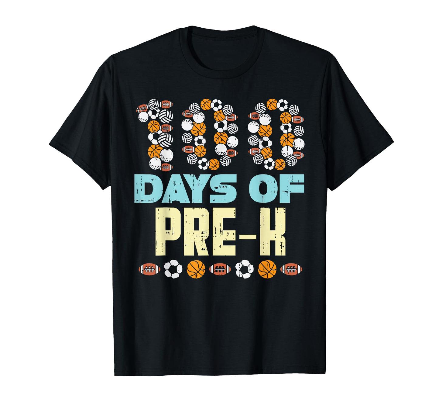 100 Days Pre K Baketball Soccer Football T-Shirt - Trendy Graphic Unisex - T-Shirt, Sweatshirt, Hoodie