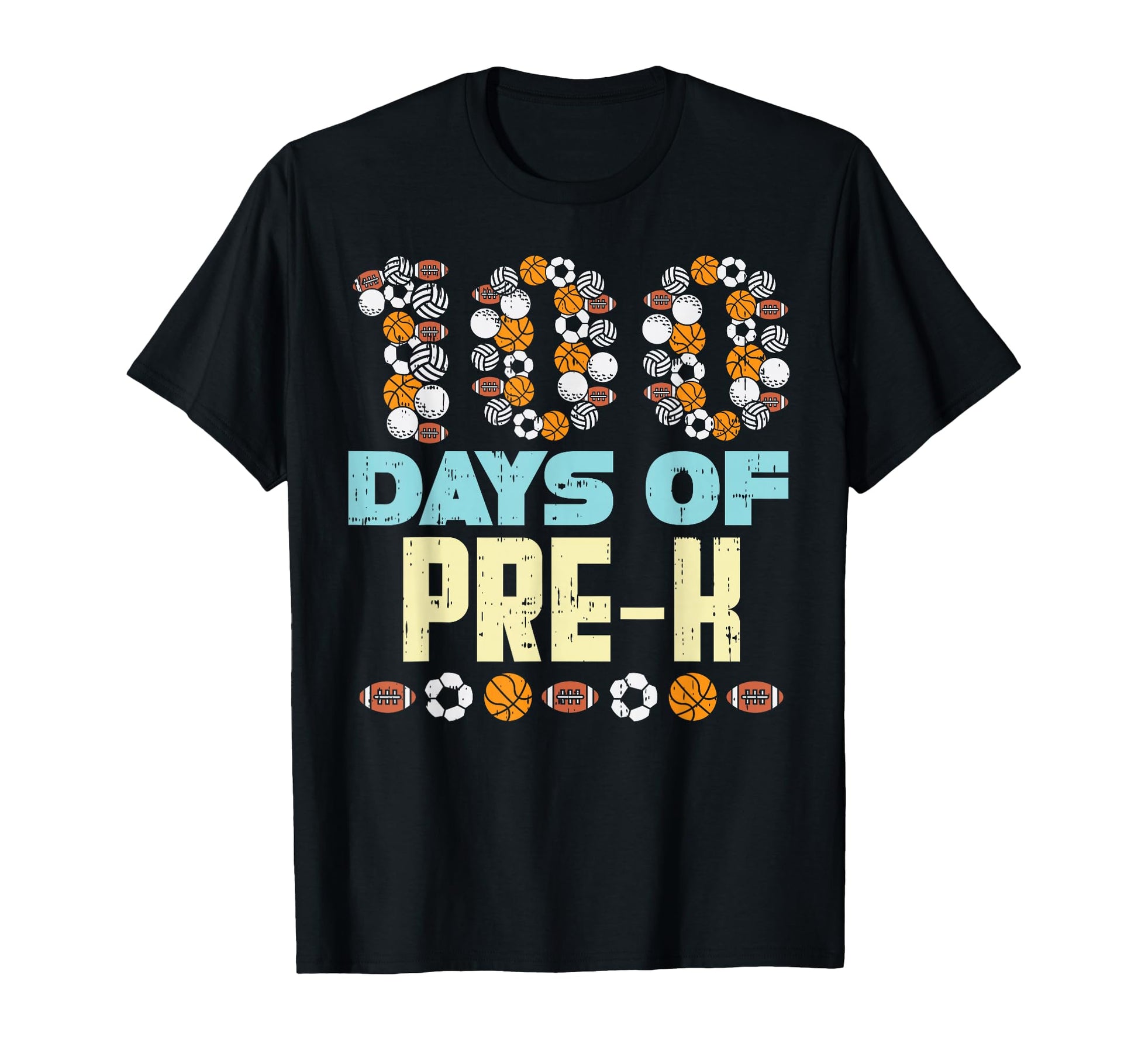 100 Days Pre K Baketball Soccer Football T-Shirt - Trendy Graphic Unisex - T-Shirt, Sweatshirt, Hoodie