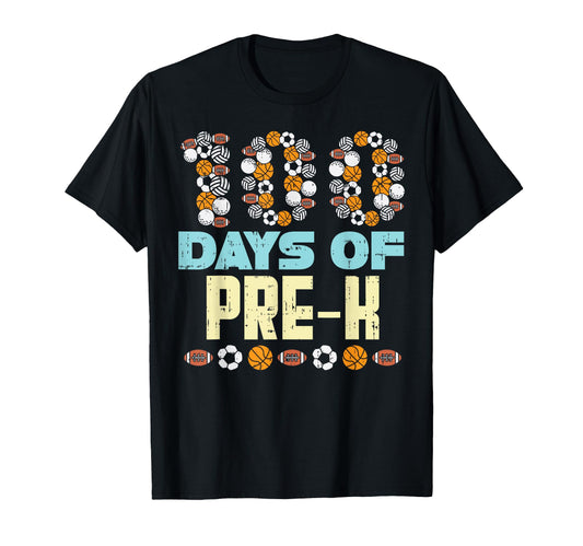 100 Days Pre K Baketball Soccer Football T-Shirt - Trendy Graphic Unisex - T-Shirt, Sweatshirt, Hoodie