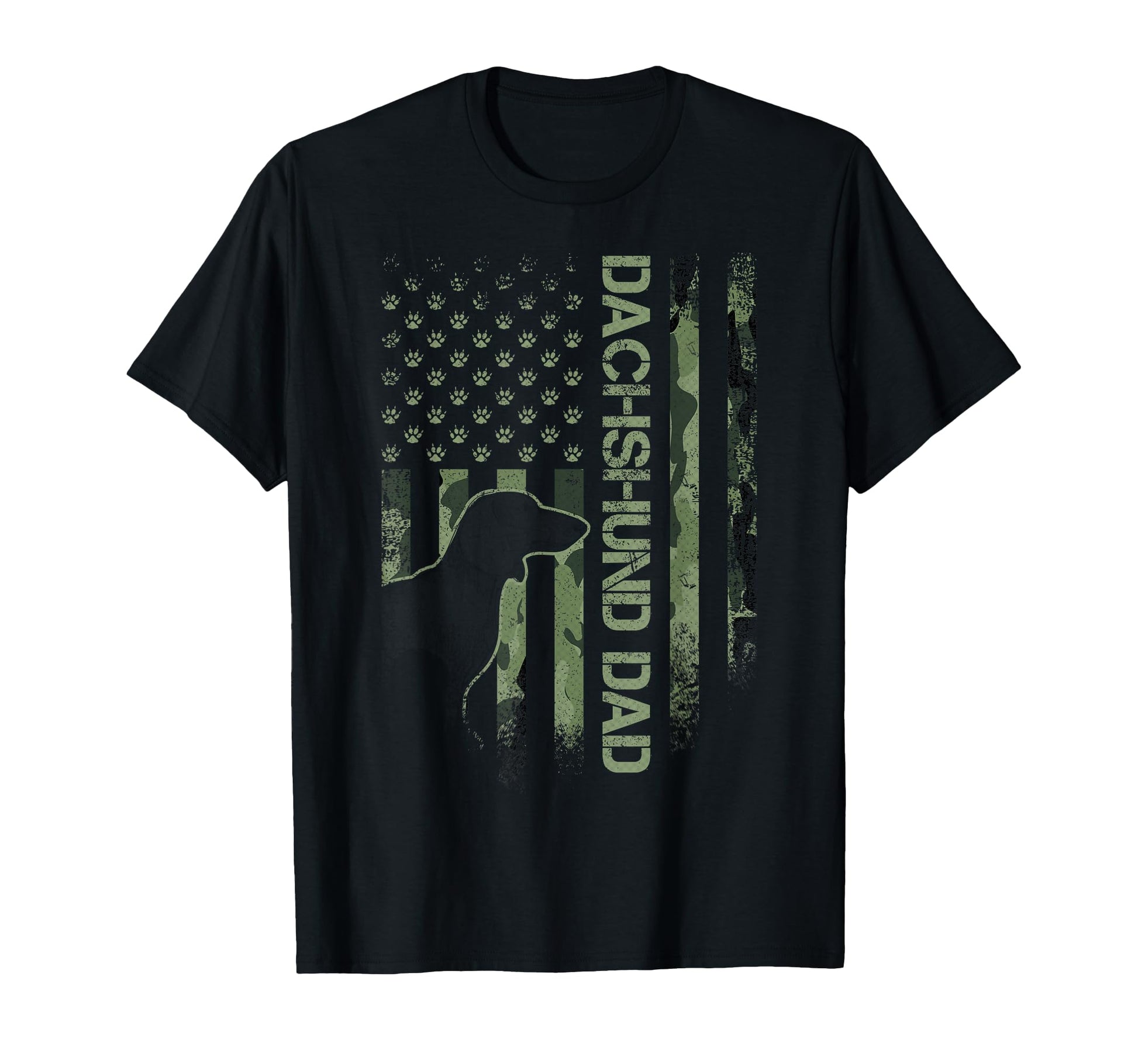 Usa Camo Flag Proud Dachshund Dad T-Shirt - Novelty Apparel Men Women - T-Shirt, Sweatshirt, Hoodie