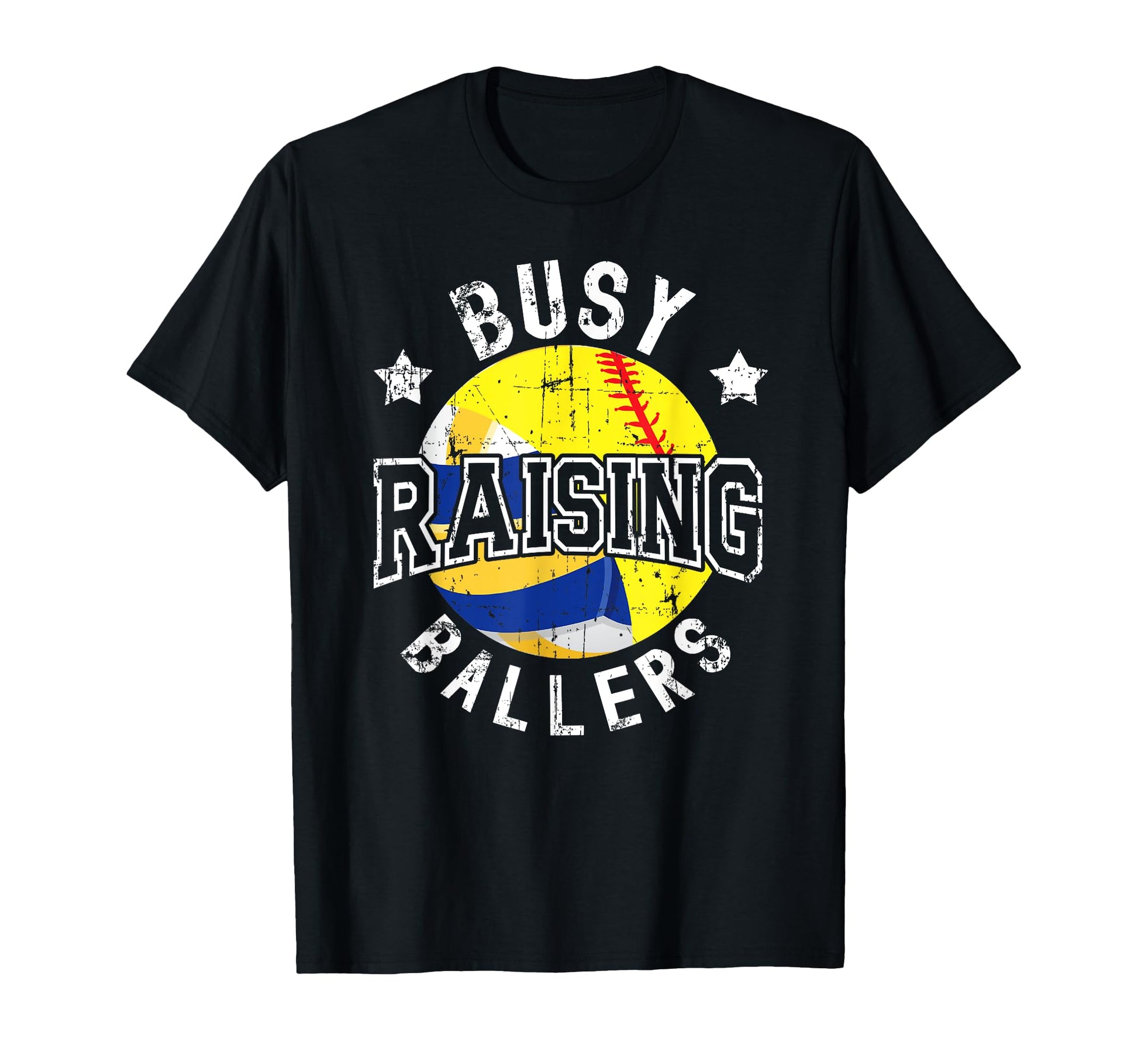 Busy Raising Ballers Volleyball Softball T-Shirt - Trendy Graphic Unisex - T-Shirt, Sweatshirt, Hoodie