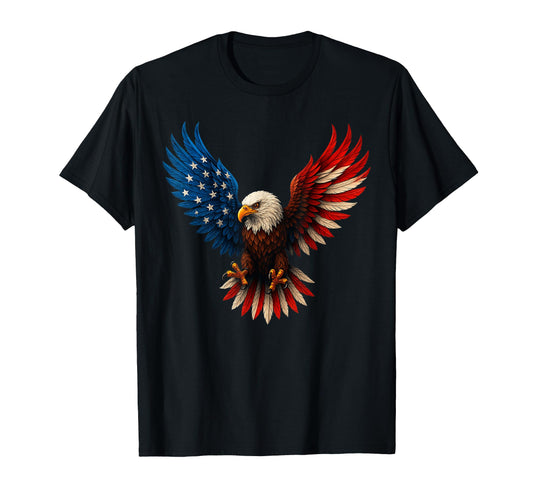 American Flag Bald Eagle Patriotic T-Shirt - Graphic Print for Adults - T-Shirt, Sweatshirt, Hoodie