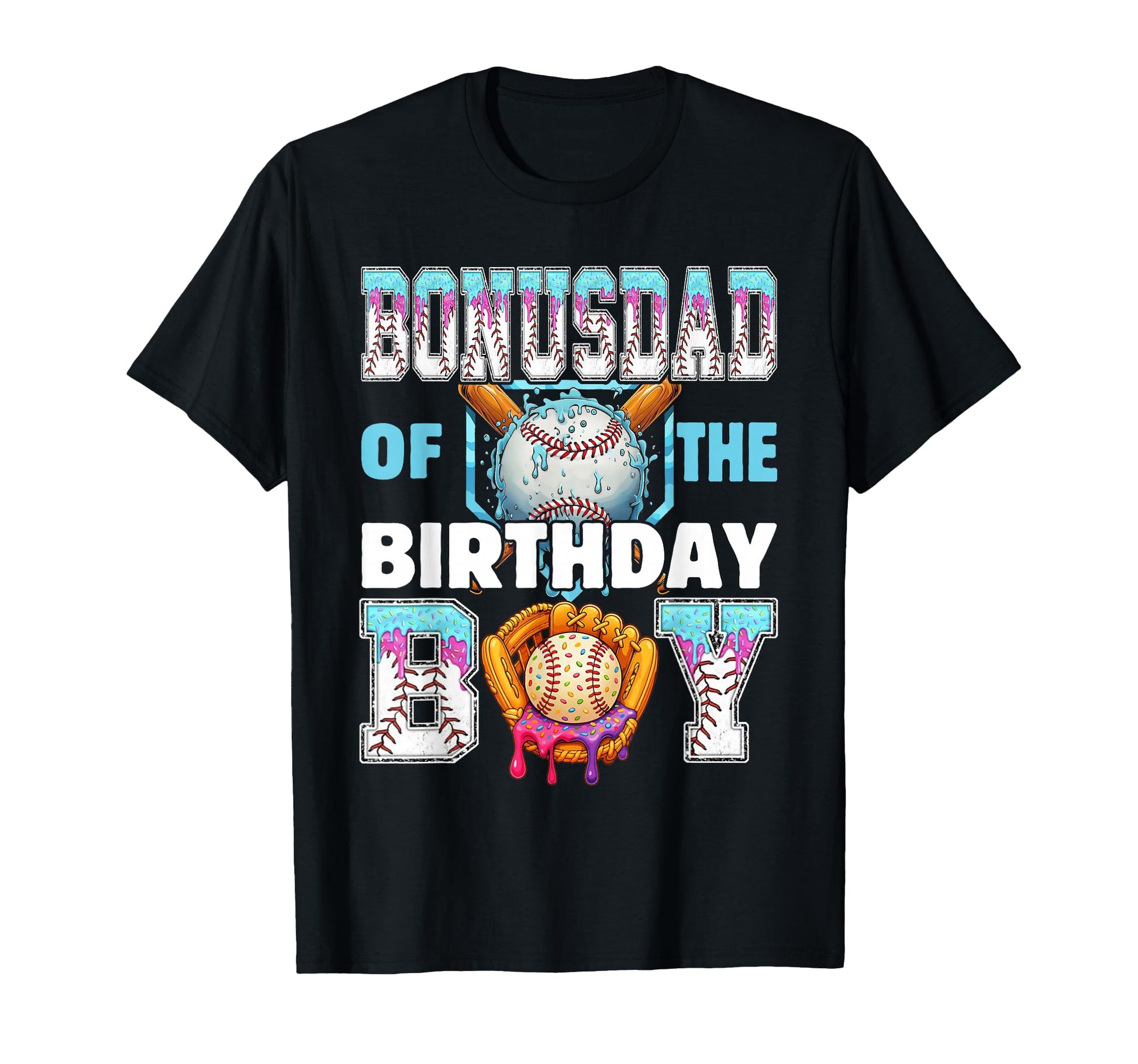 Baseball Ice Cream Drip Bonus Dad T-Shirt - Aesthetic Graphic for Adults - T-Shirt, Sweatshirt, Hoodie