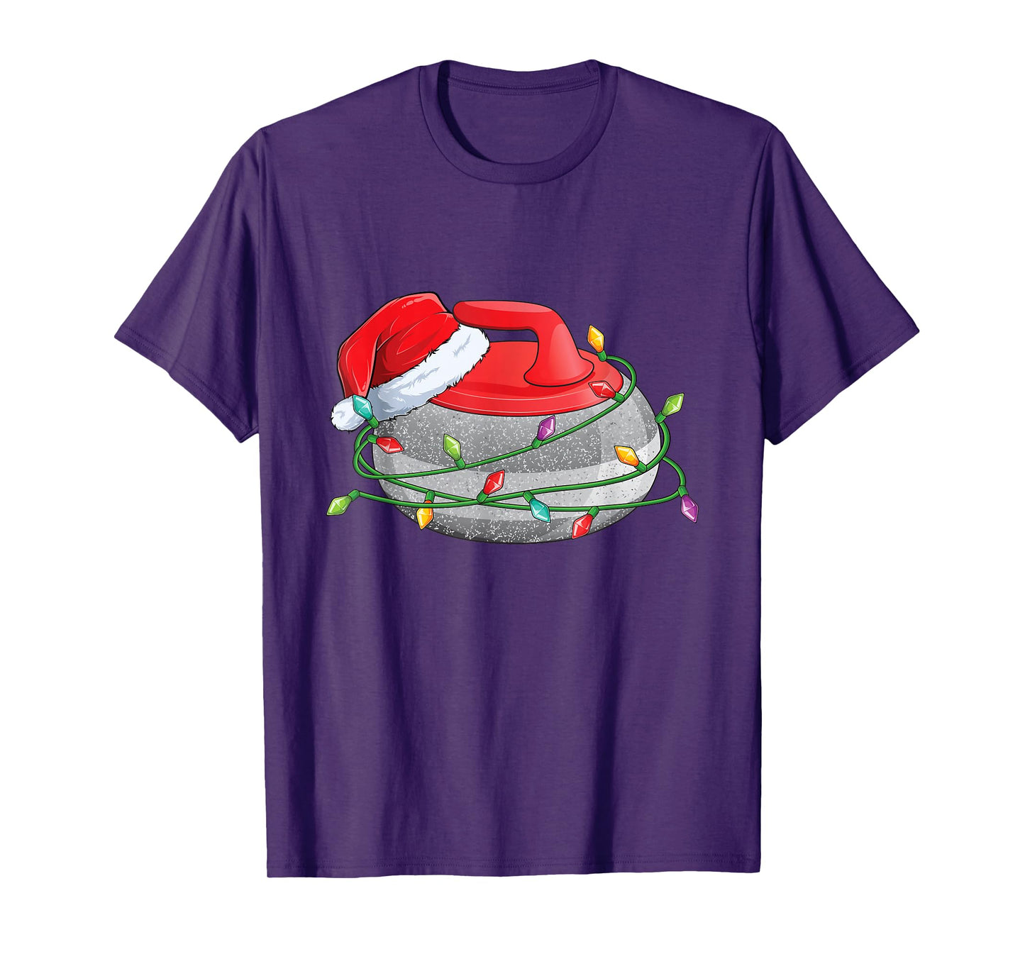 Curling Stone Santa Hat Wrapped T-Shirt - Novelty Apparel for Adults - T-Shirt, Sweatshirt, Hoodie