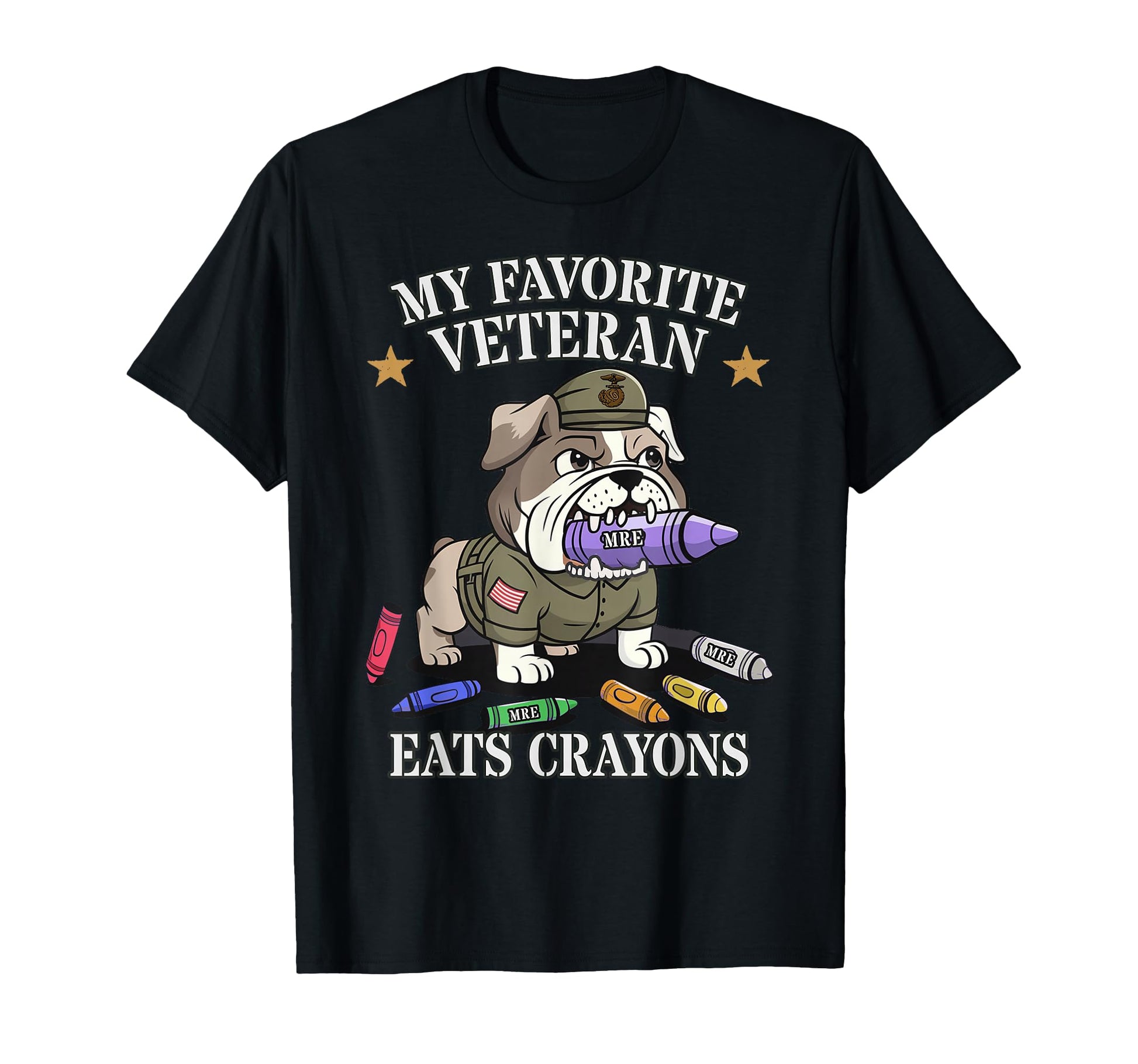 My Favorite Veteran Eats Crayons Son Dad T-Shirt - Graphic Print Unisex - T-Shirt, Sweatshirt, Hoodie