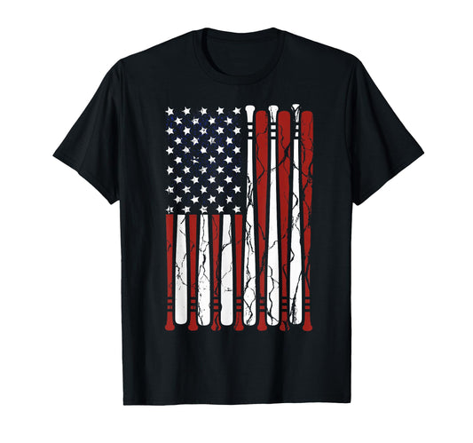 American Flag Baseball Dad 4Th July T-Shirt - Trendy Graphic Unisex - T-Shirt, Sweatshirt, Hoodie