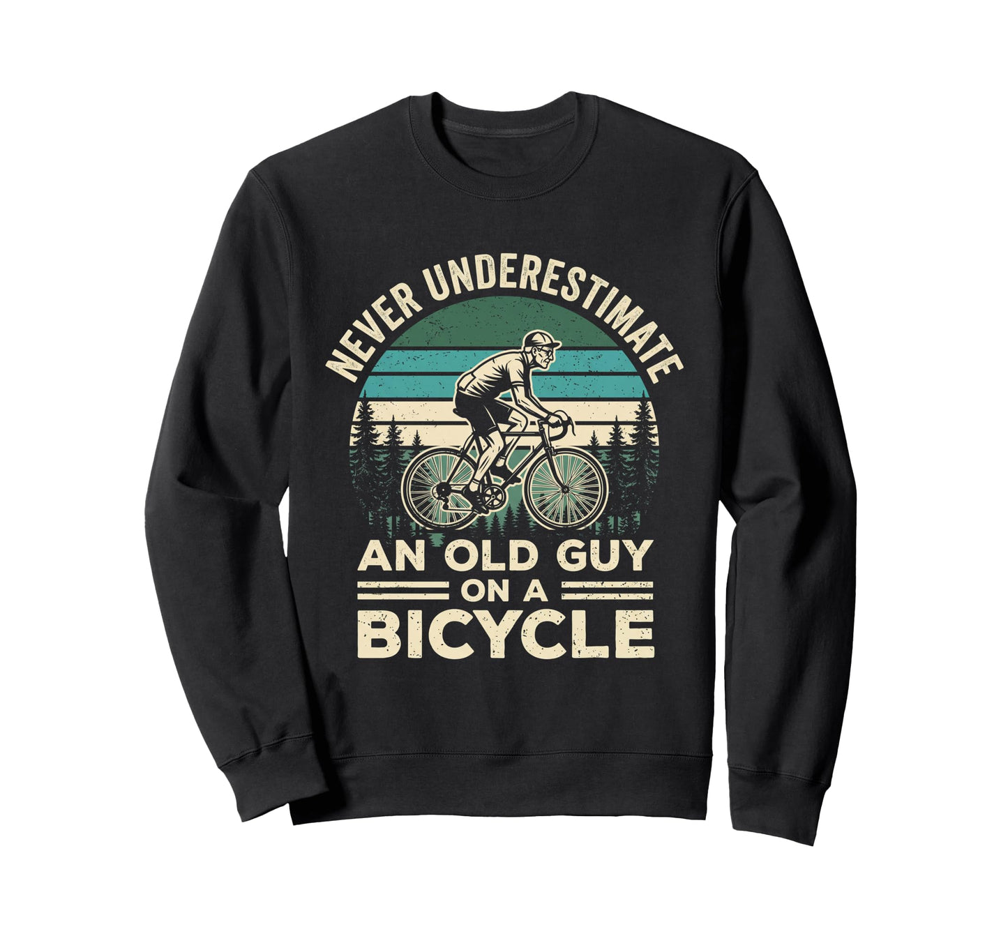 Old Guy Bicycle Sunset Cycling Gift Sweatshirt - Trendy Graphic Unisex - T-Shirt, Sweatshirt, Hoodie
