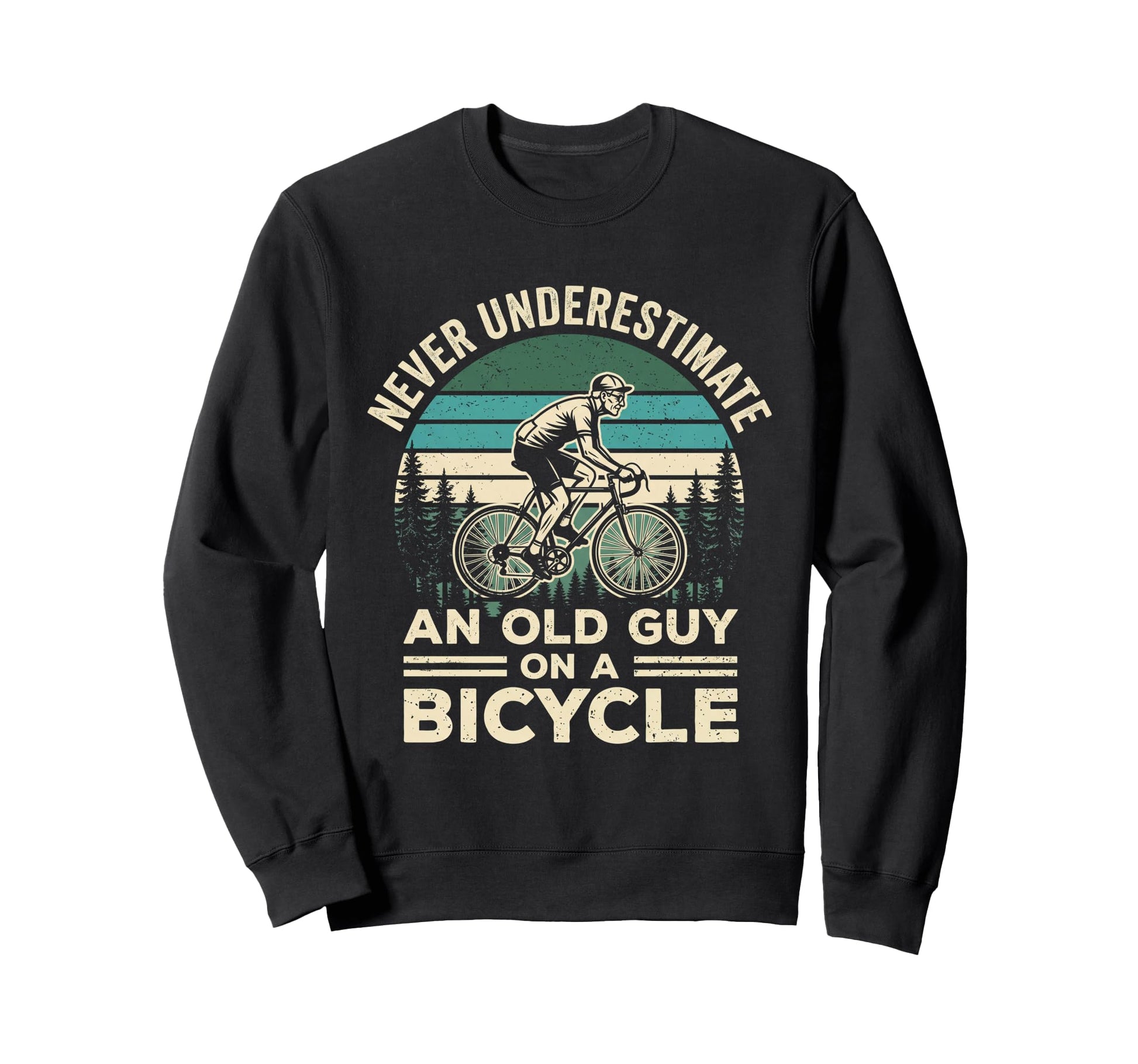 Old Guy Bicycle Sunset Cycling Gift Sweatshirt - Trendy Graphic Unisex - T-Shirt, Sweatshirt, Hoodie