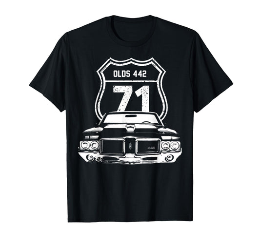 1971 71 Olds 442 Muscle Car T-Shirt - Aesthetic Graphic Unisex - T-Shirt, Sweatshirt, Hoodie