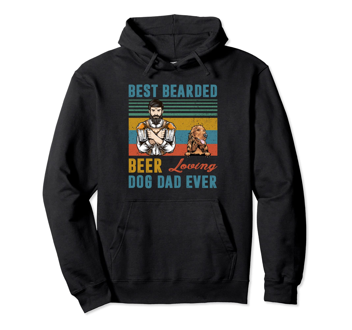 Best Bearded Beer Loving Dog Dad Cocker Hoodie - Graphic Print for Adults - T-Shirt, Sweatshirt, Hoodie