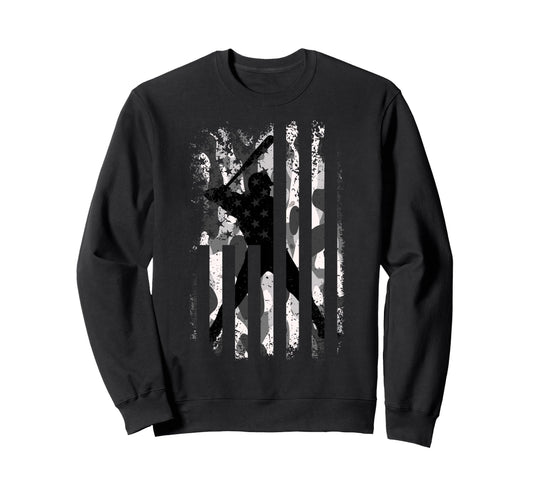 Baseball Us Camouflage Flag Sweatshirt - Minimalist Print for Adults - T-Shirt, Sweatshirt, Hoodie