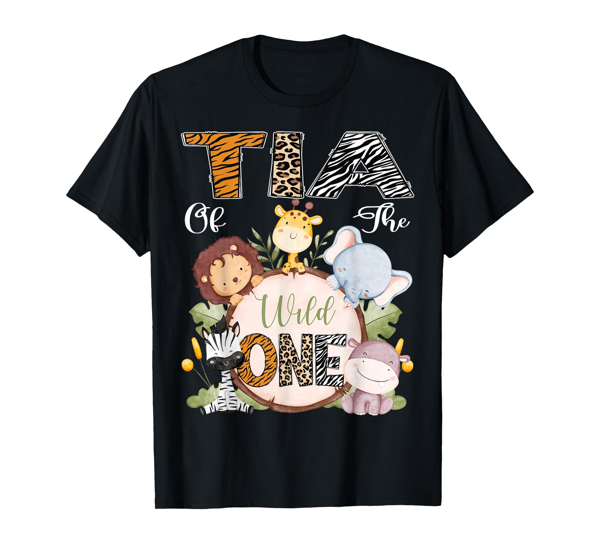 Tia Wild One 1St Birthday Safari Woodland T-Shirt - Graphic Print Unisex - T-Shirt, Sweatshirt, Hoodie