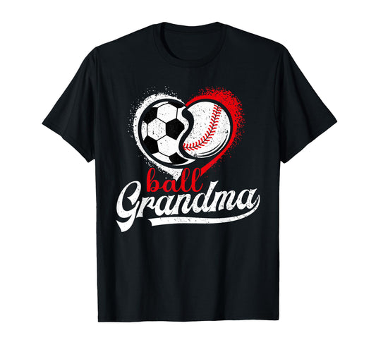 Ball Grandma Heart Soccer Baseball Grandma T-Shirt - Unique Graphic Unisex - T-Shirt, Sweatshirt, Hoodie
