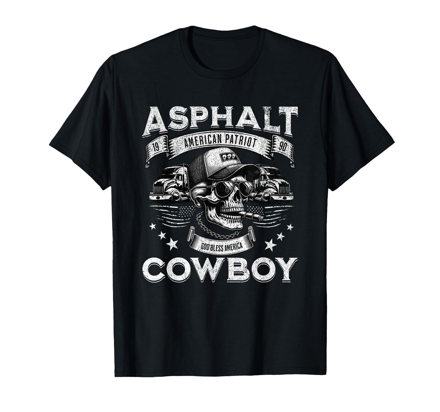 Asphalt Cowboy American Flag Truck T-Shirt - Streetwear Style for Adults - T-Shirt, Sweatshirt, Hoodie