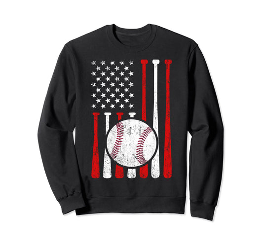 American Flag Baseball Flag Dad Sweatshirt - Aesthetic Graphic Men Women - T-Shirt, Sweatshirt, Hoodie