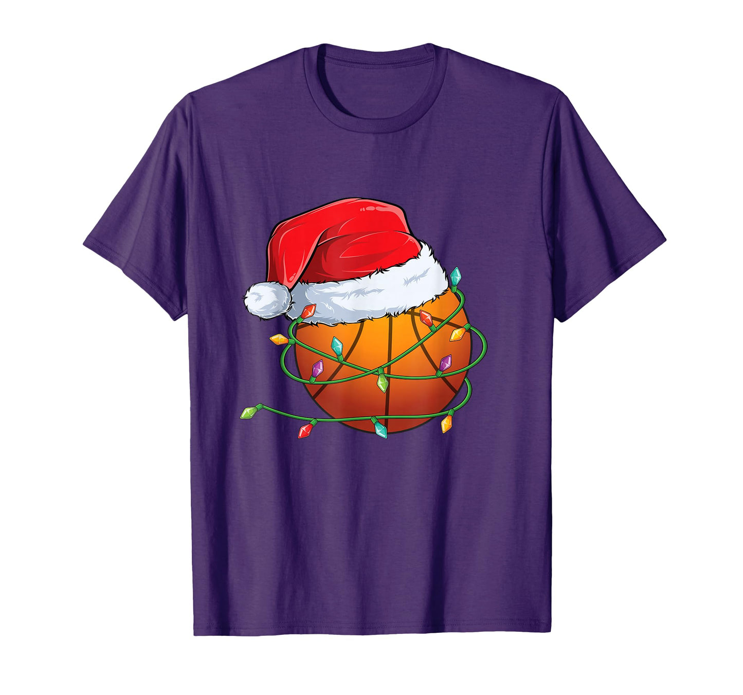 Basketball Santa Hat Wrapped Holiday T-Shirt - Trendy Graphic for Adults - T-Shirt, Sweatshirt, Hoodie