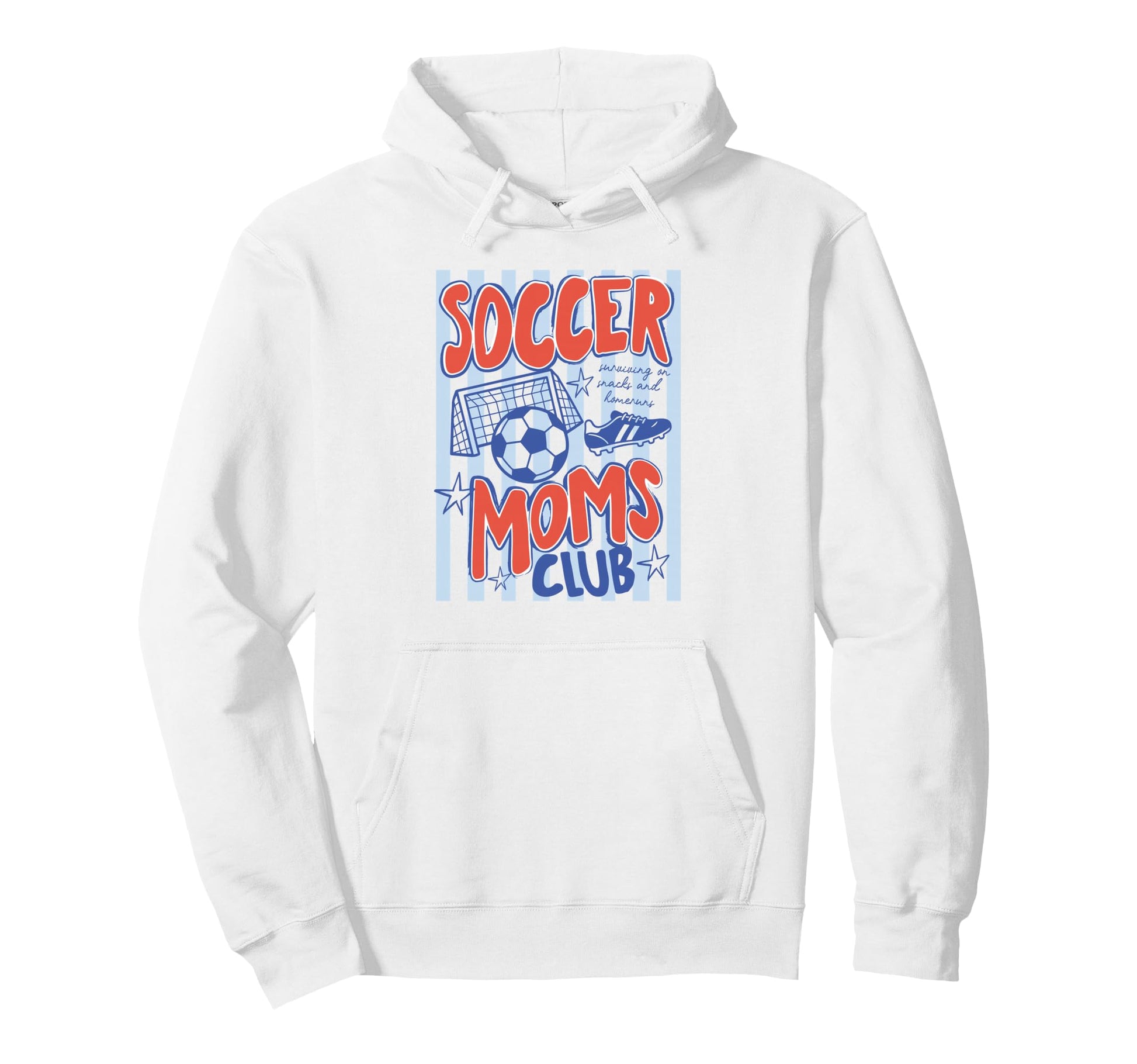 Striped Soccer Moms Club Surviving Hoodie - Novelty Apparel for Adults - T-Shirt, Sweatshirt, Hoodie