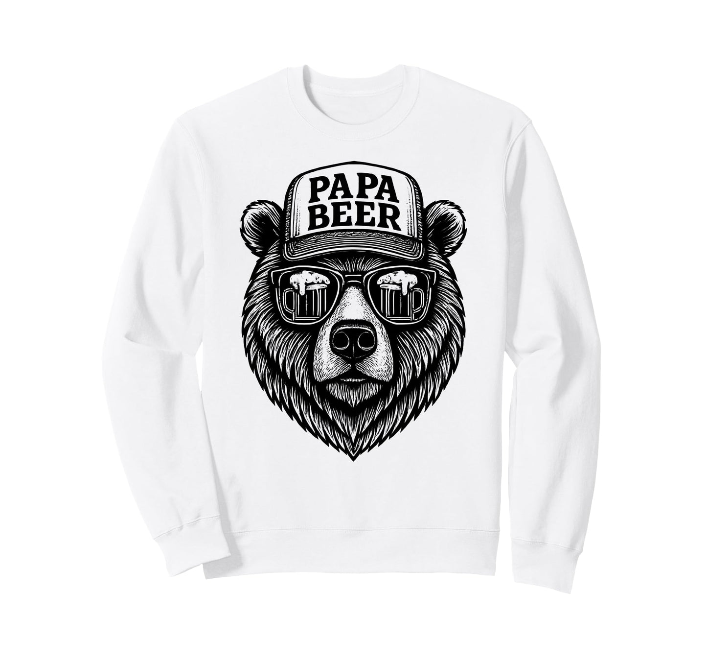 Papa Beer Funny Dad Bear Drinking Sweatshirt - Graphic Print for Adults - T-Shirt, Sweatshirt, Hoodie