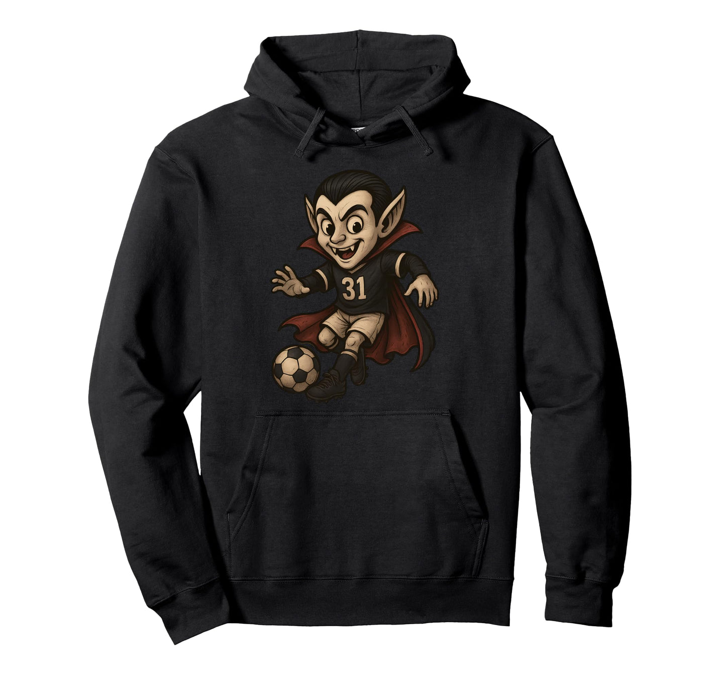 Vampire Soccer Player Halloween Horror Hoodie - Trendy Graphic for Adults - T-Shirt, Sweatshirt, Hoodie