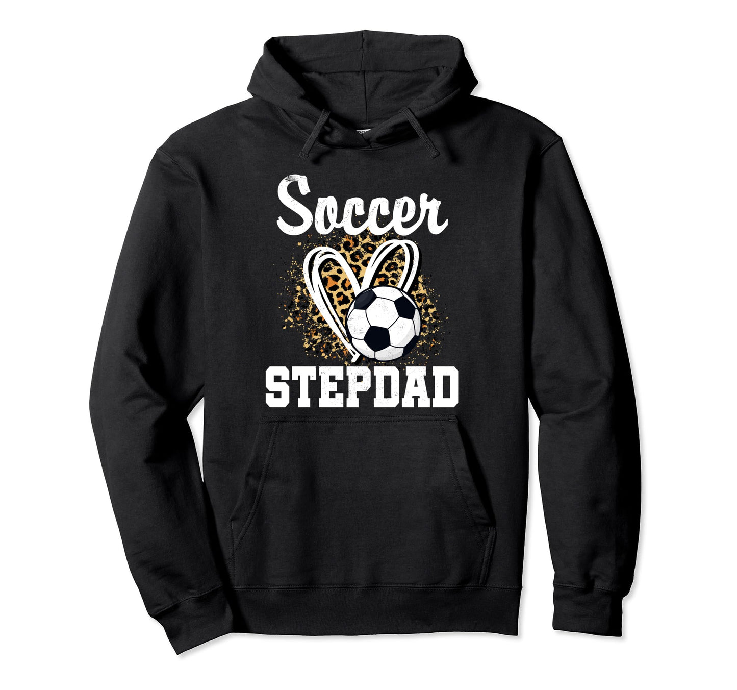 Soccer Stepdad Leopard Heart Matching Hoodie - Custom Art Print Men Women - T-Shirt, Sweatshirt, Hoodie