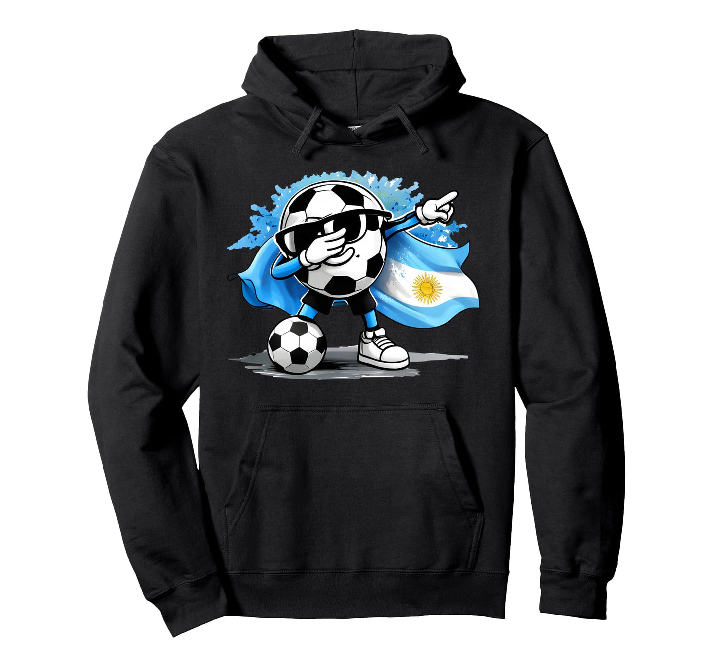 Dabbing Ball Soccer Argentina Flag Hoodie - Streetwear Style Unisex - T-Shirt, Sweatshirt, Hoodie