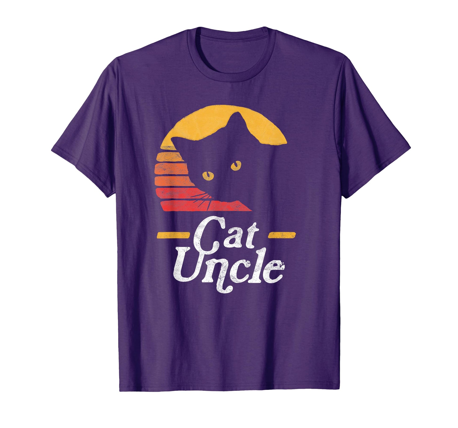 Cat Uncle 80S Cat Distressed T-Shirt - Fun Novelty Design Unisex - T-Shirt, Sweatshirt, Hoodie