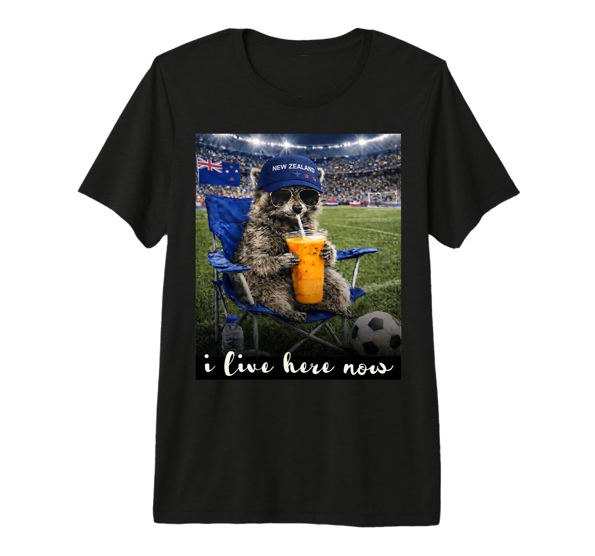 Funny Raccoon New Zeland Soccer Fan T-Shirt - Aesthetic Graphic Unisex - T-Shirt, Sweatshirt, Hoodie