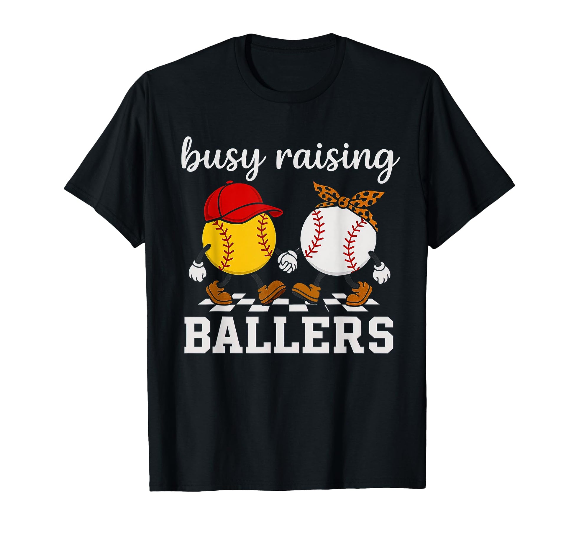 Busy Raising Ballers Softball And T-Shirt - Graphic Print for Adults - T-Shirt, Sweatshirt, Hoodie