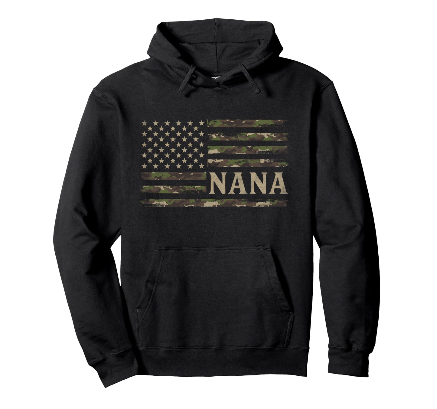 Camo Nana Camourflage Usa Flag Hoodie - Aesthetic Graphic Men Women - T-Shirt, Sweatshirt, Hoodie