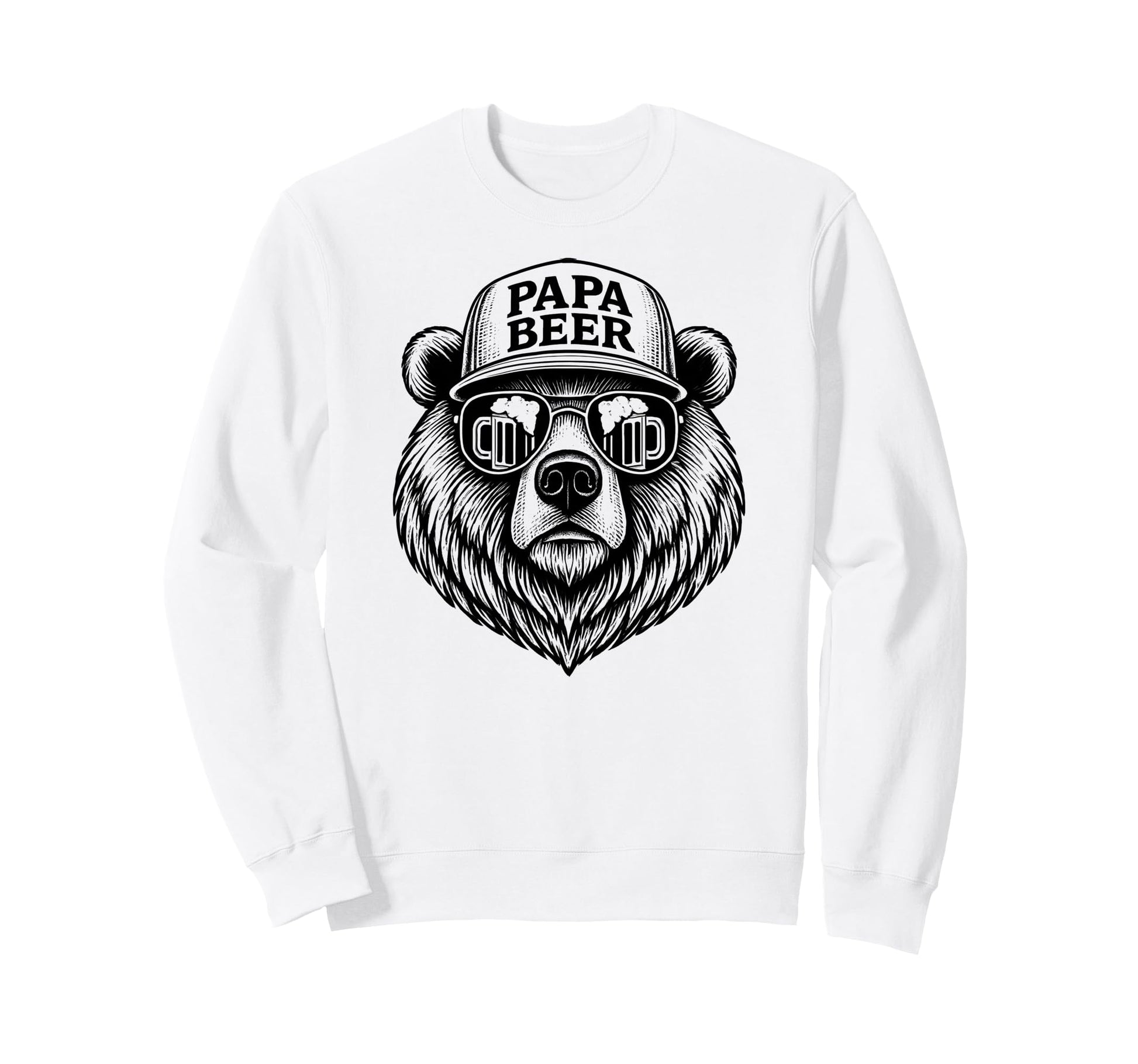 Papa Beer Funny Dad Bear Drinking Sweatshirt - Trendy Graphic for Adults - T-Shirt, Sweatshirt, Hoodie