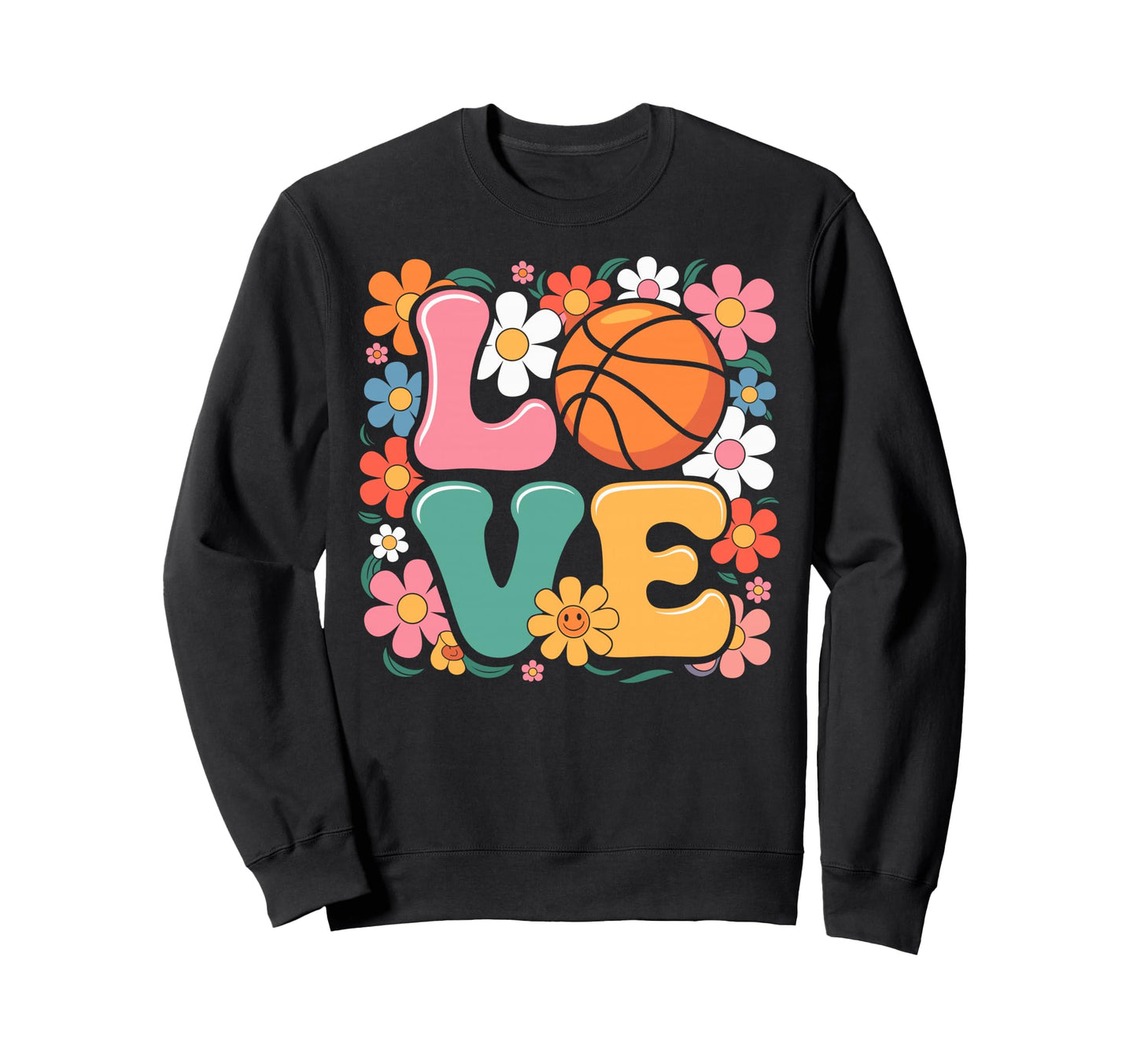 Groovy Love Basketball Ball Sweatshirt - Fun Novelty Design Men Women - T-Shirt, Sweatshirt, Hoodie