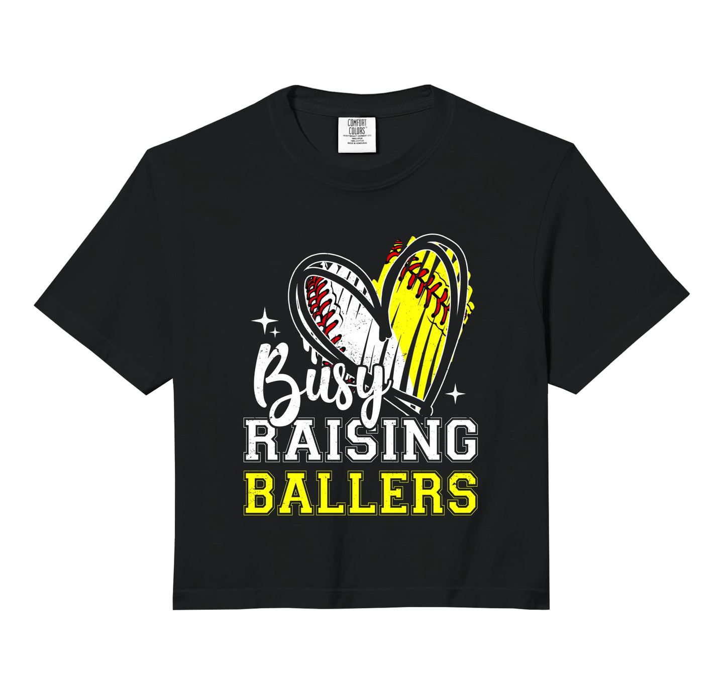 Busy Raising Ballers Heart Softball T-Shirt - Graphic Print Men Women - T-Shirt, Sweatshirt, Hoodie