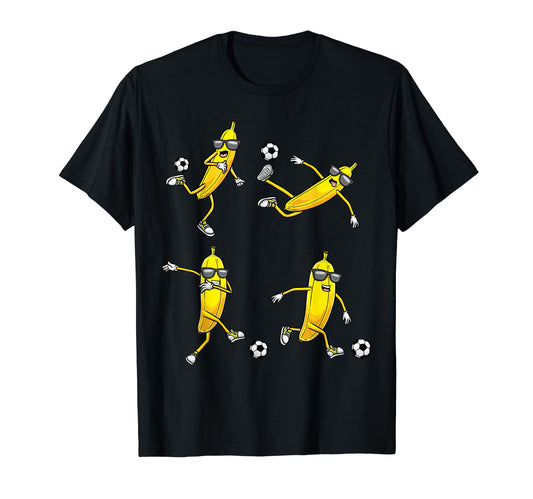 Banana Playing Soccer Fruit Soccer T-Shirt - Fun Novelty Design for Adults - T-Shirt, Sweatshirt, Hoodie
