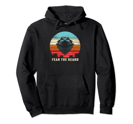 Bearded Dragon Dad Mens Sunset Lizard Hoodie - Custom Art Print for Adults - T-Shirt, Sweatshirt, Hoodie