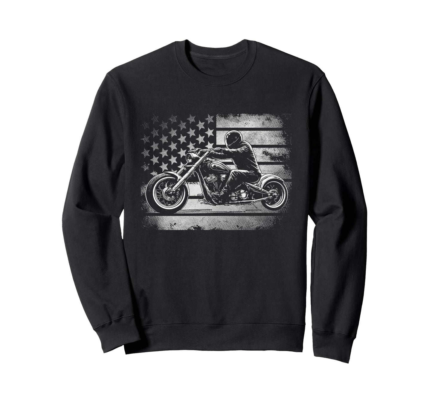 Motorcycle Usa Flag Biker Sweatshirt - Fun Novelty Design Men Women - T-Shirt, Sweatshirt, Hoodie