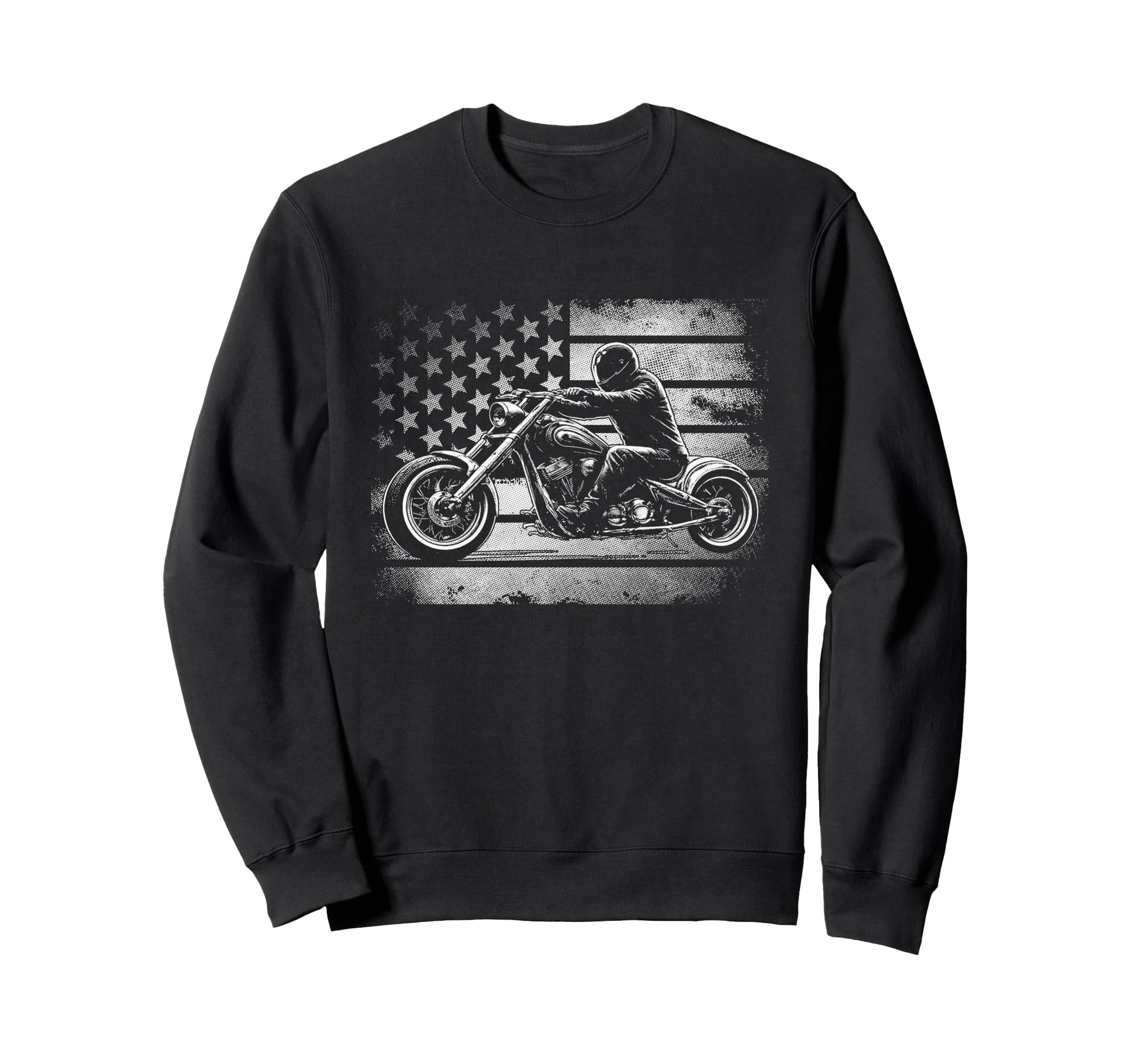 Motorcycle Usa Flag Biker Sweatshirt - Fun Novelty Design Men Women - T-Shirt, Sweatshirt, Hoodie