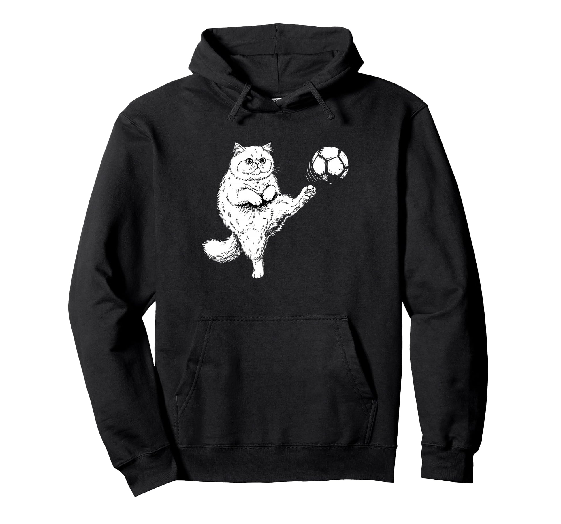 Persian Cat Playing Soccer Funny Kitten Hoodie - Streetwear Style Unisex - T-Shirt, Sweatshirt, Hoodie