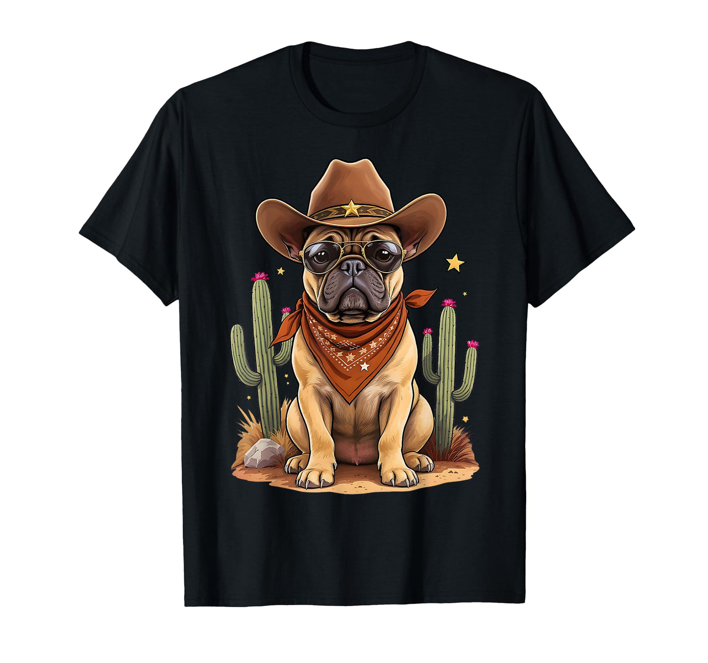 French Bulldog Cowboy Dog Western T-Shirt - Minimalist Print for Adults - T-Shirt, Sweatshirt, Hoodie