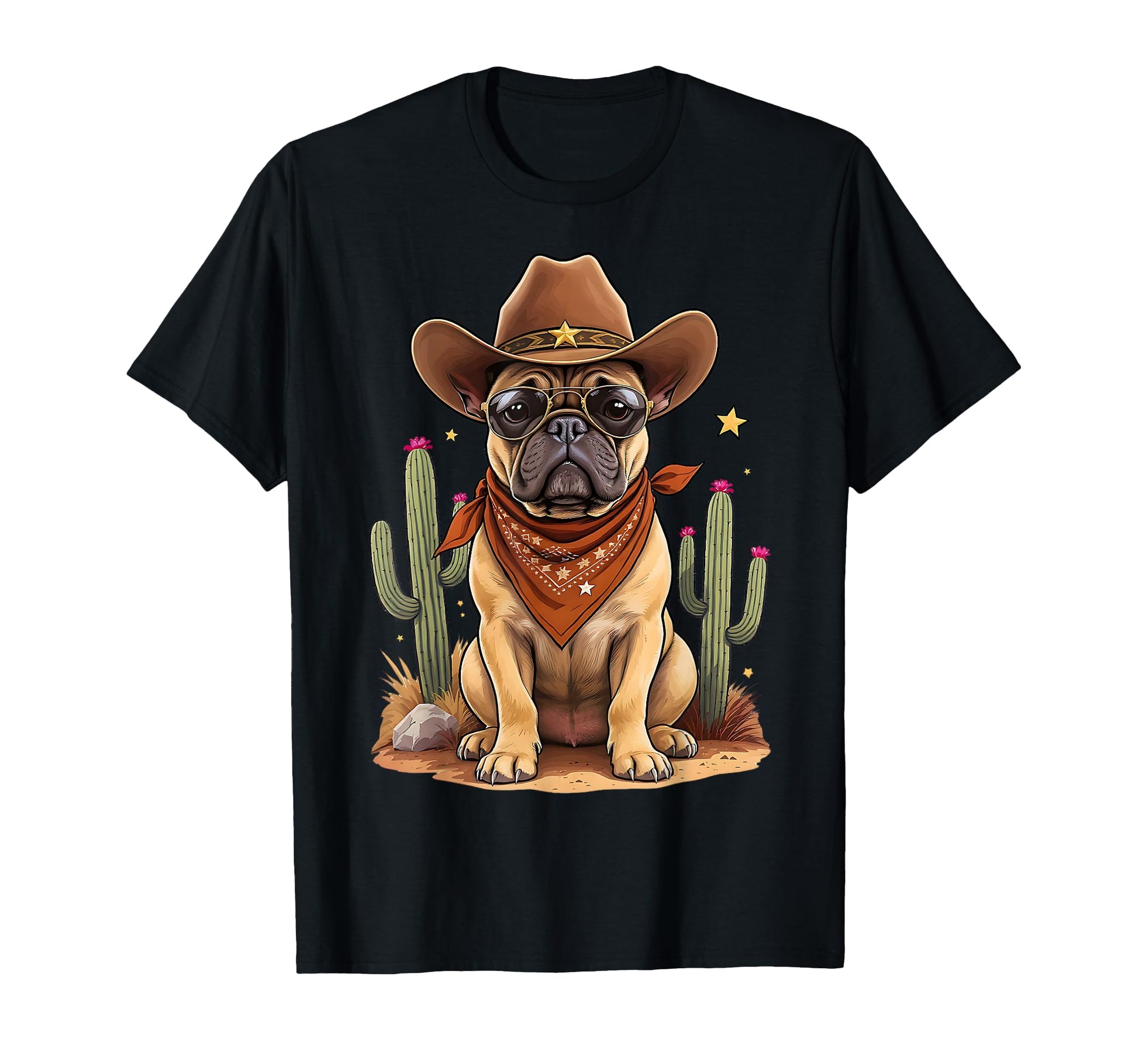 French Bulldog Cowboy Dog Western T-Shirt - Minimalist Print for Adults - T-Shirt, Sweatshirt, Hoodie