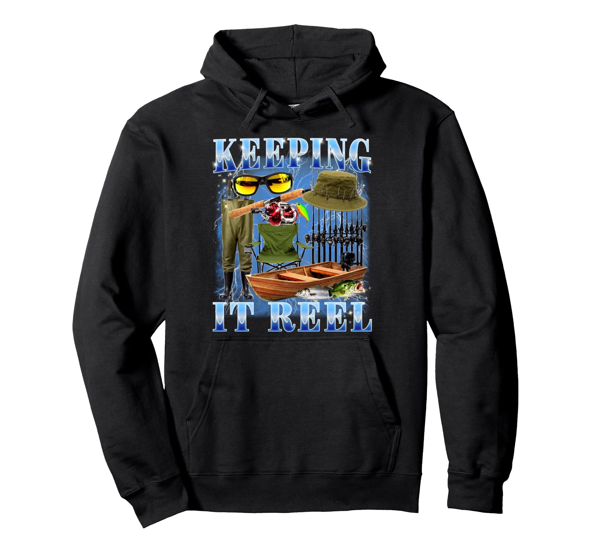 Keeping It Reel Bootleg 90S Fisherman Hoodie - Minimalist Print for Adults - T-Shirt, Sweatshirt, Hoodie