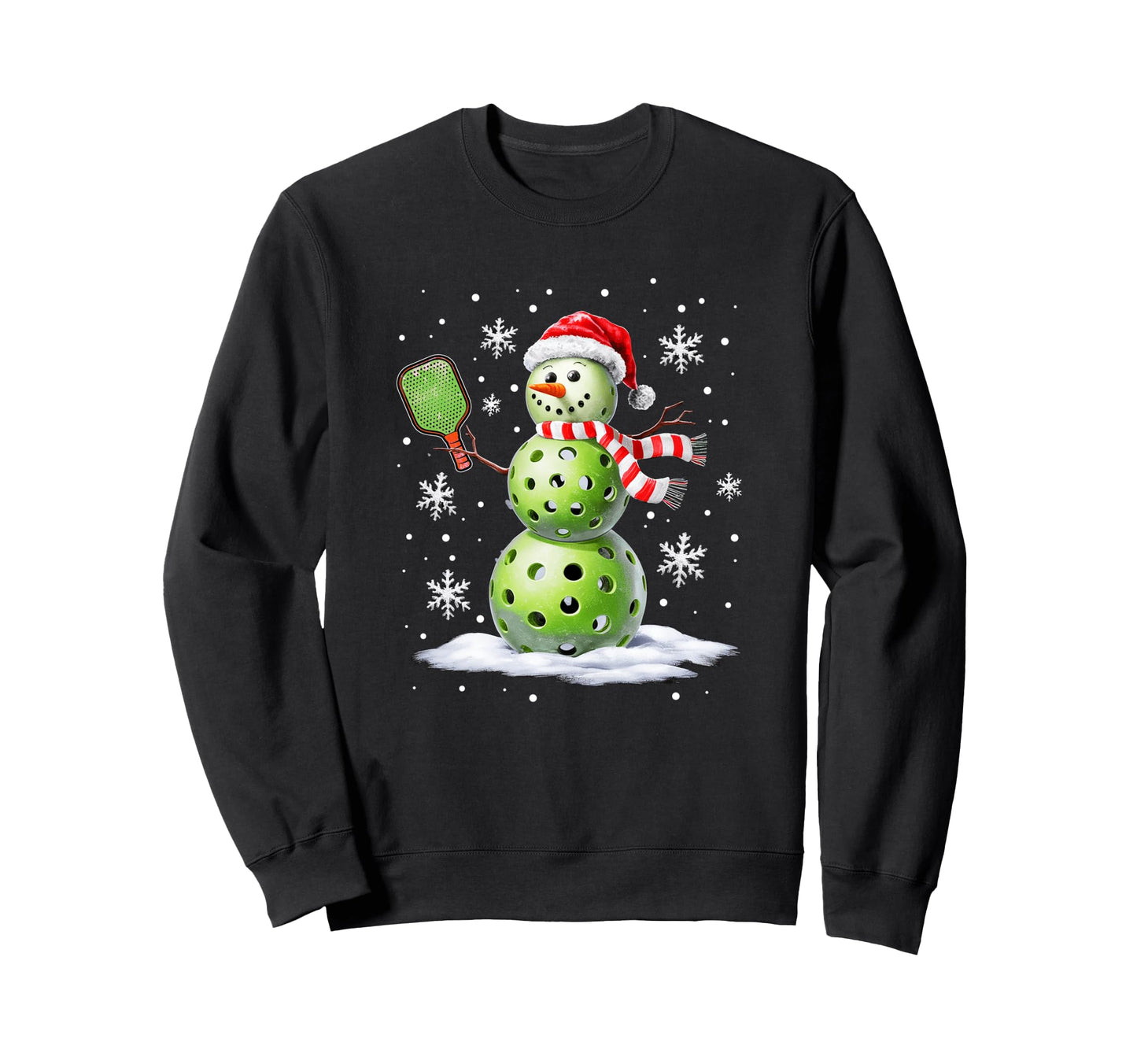Pickleball Snowman Player Santa Sweatshirt - Minimalist Print Men Women - T-Shirt, Sweatshirt, Hoodie