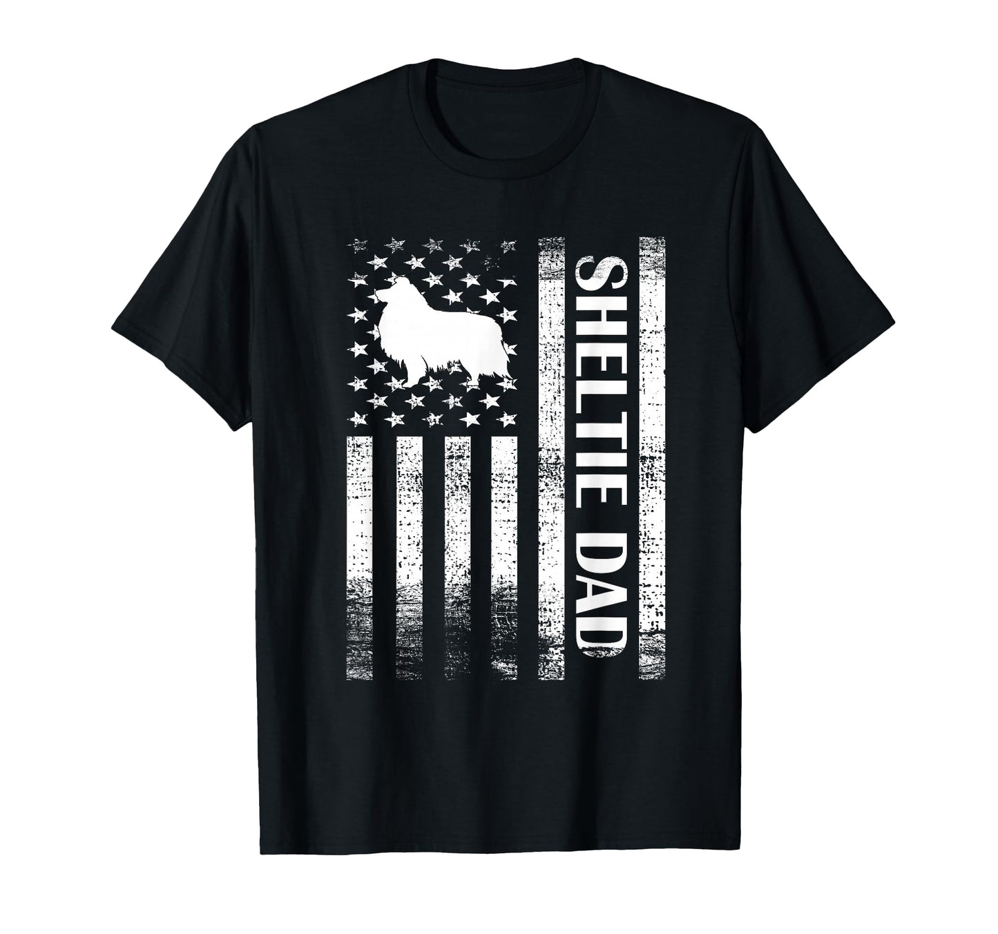 Sheltie Dad Us Flag Sheltie Owner T-Shirt - Novelty Apparel Unisex - T-Shirt, Sweatshirt, Hoodie