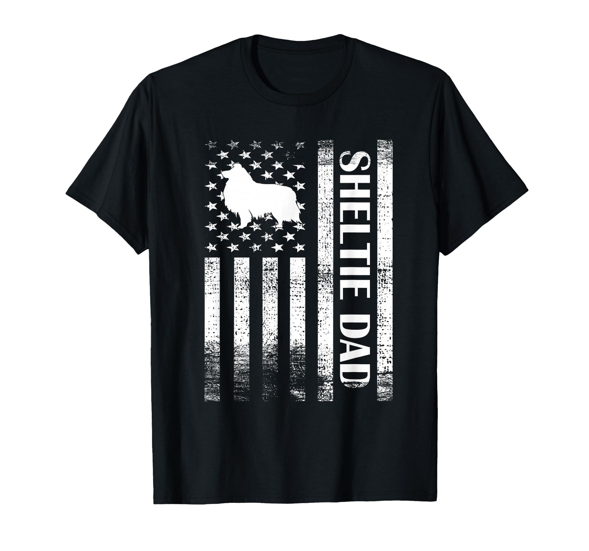 Sheltie Dad Us Flag Sheltie Owner T-Shirt - Novelty Apparel Unisex - T-Shirt, Sweatshirt, Hoodie