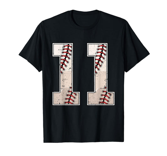 Baseball Birthday Eleven 11 Years Old T-Shirt - Minimalist Print Men Women - T-Shirt, Sweatshirt, Hoodie