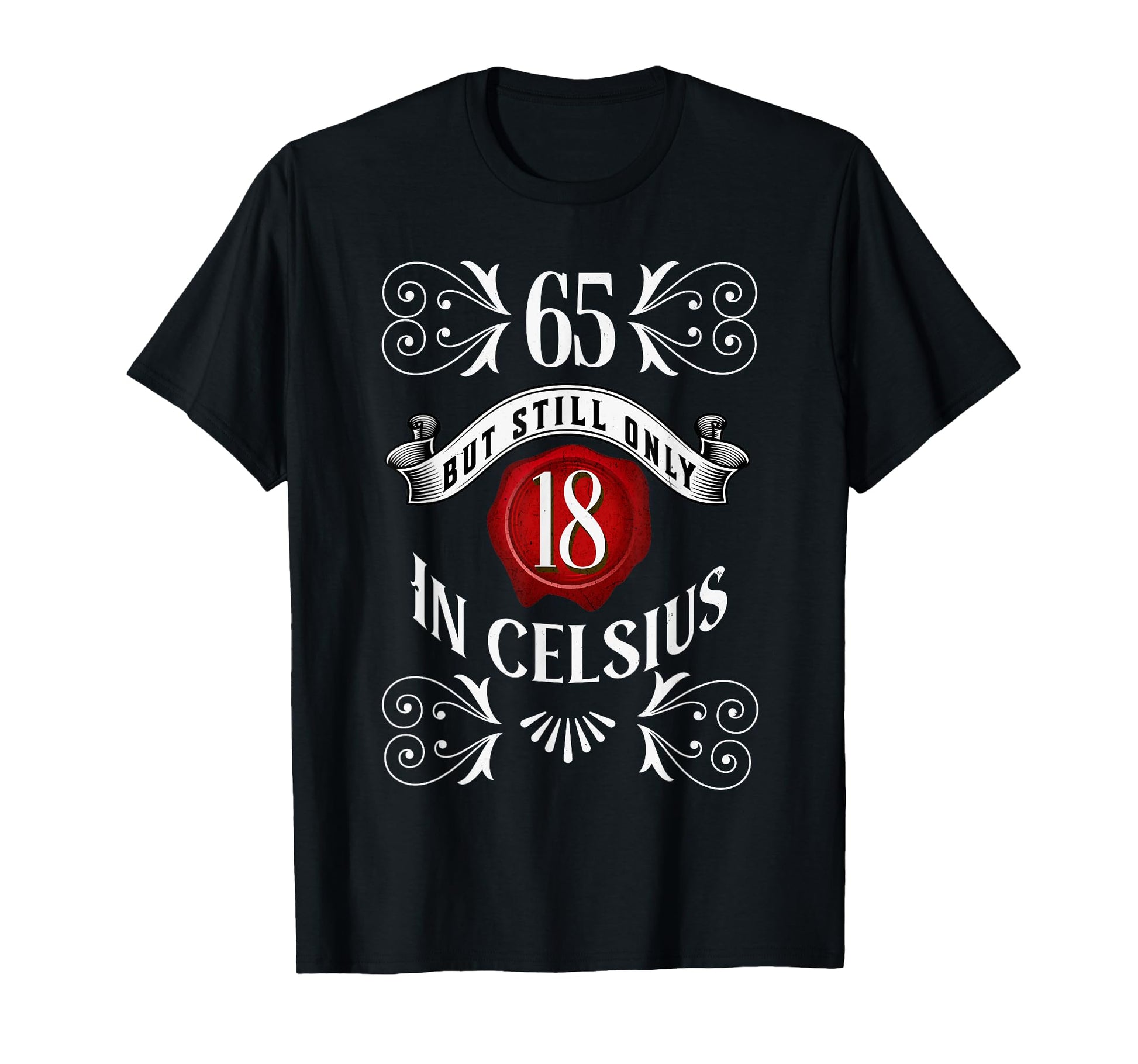 65 But Only 18 Celsius Funny 65Th Birthday T-Shirt - Unique Graphic Unisex - T-Shirt, Sweatshirt, Hoodie