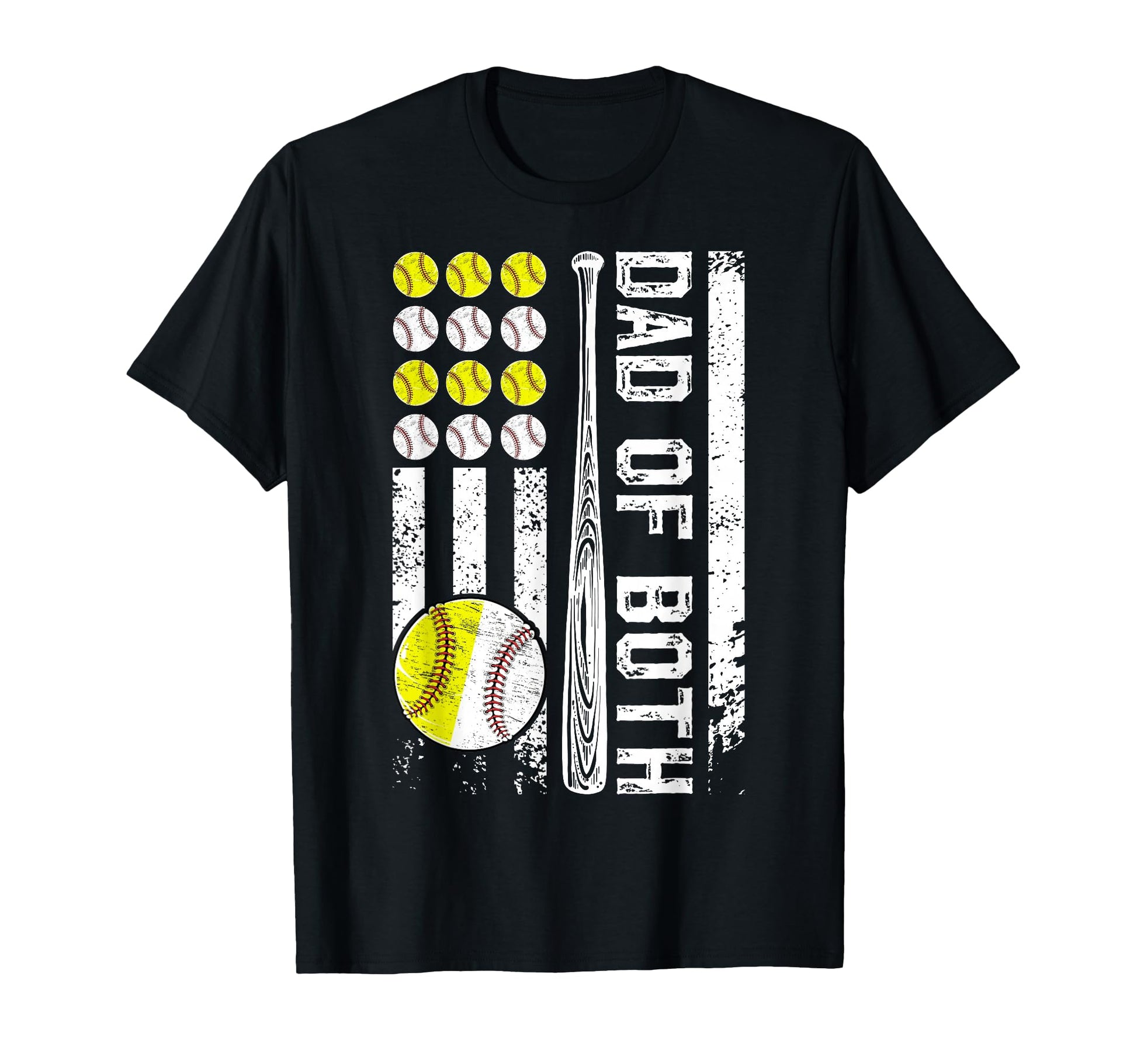 Dad Both Us Flag Baseball Softball Dad T-Shirt - Trendy Graphic Unisex - T-Shirt, Sweatshirt, Hoodie