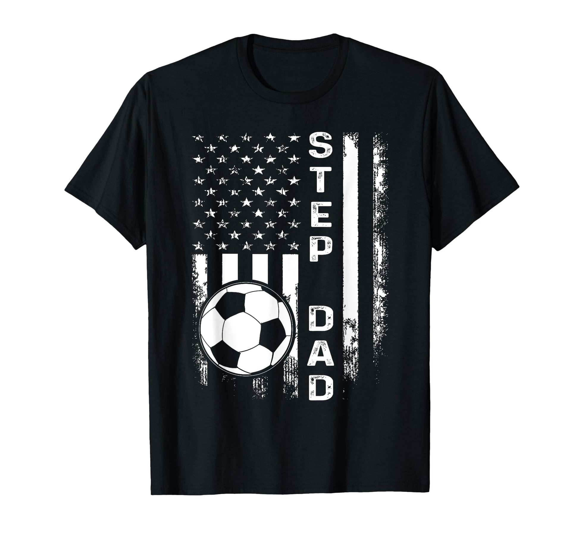 Soccer Step Dad America Flag T-Shirt - Novelty Apparel for Adults - T-Shirt, Sweatshirt, Hoodie