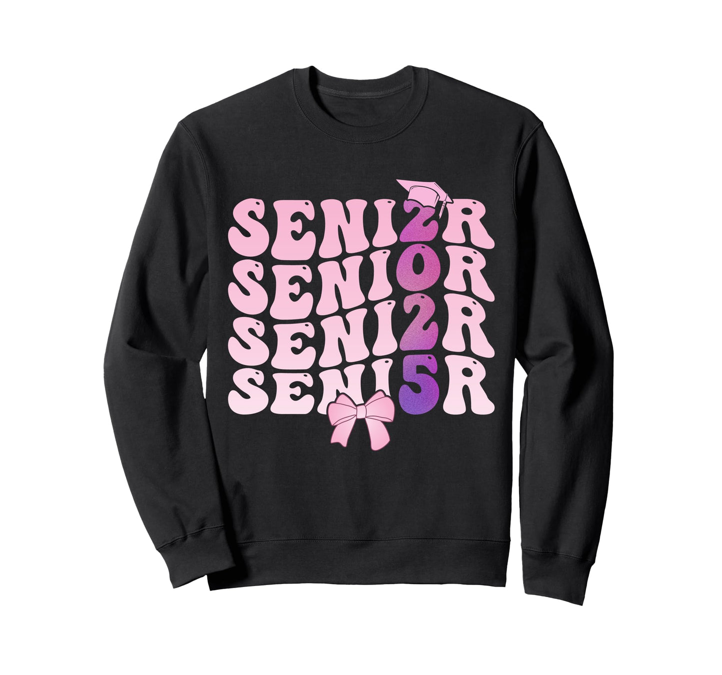 Senior 2025 Class 2025 Coquette Bow Sweatshirt - Unique Graphic for Adults - T-Shirt, Sweatshirt, Hoodie