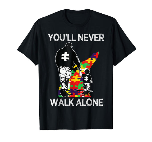 Autism Dad Support Alone Puzzle T-Shirt - Casual Everyday Wear Unisex - T-Shirt, Sweatshirt, Hoodie
